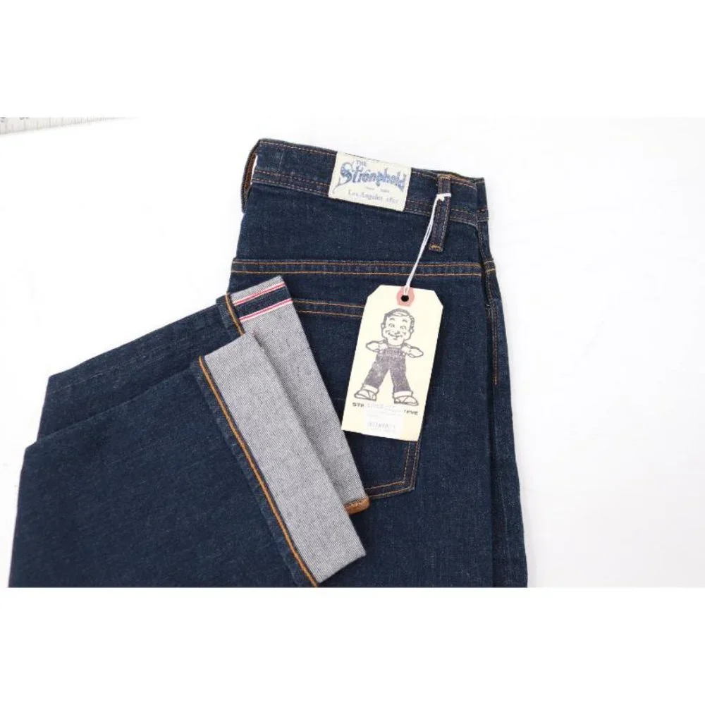 NWT Stronghold Jeans Mens 31 L36 Selvedge Denim Straight Leg Stretch Blue Rinsed